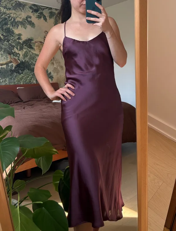 Zara Purple Satin Slip Dress Midi - Image 2