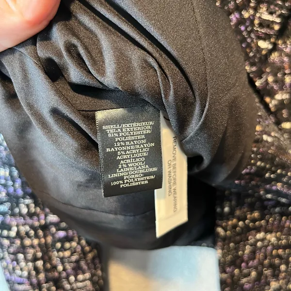 Ann Taylor Tweed Blazer Size 2P‎ Black Melange Peplum Suit Jacket Wool Blend - Image 6