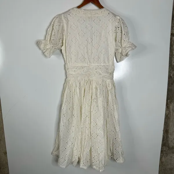 Anthropologie Love The Label Cream‎ Eyelet Button Down Dress Size Xsmall - Image 5