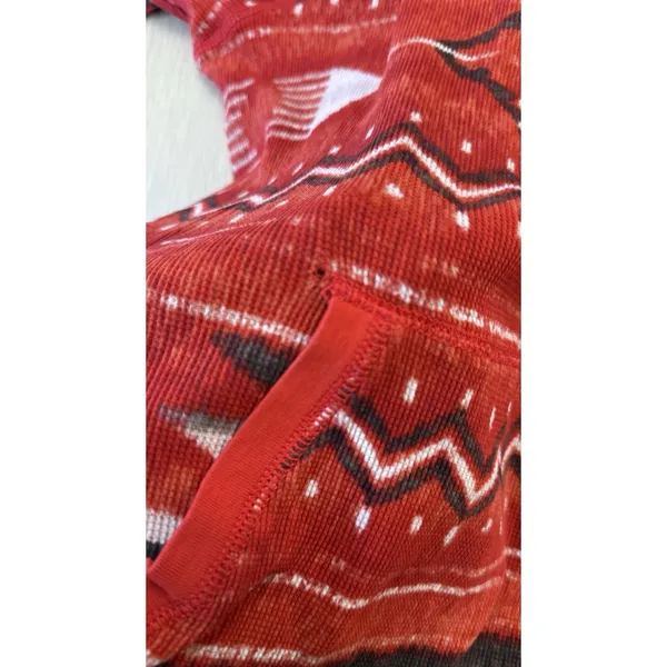 Lauren Ralph Lauren Aztec Red Quarter Zip 3/4 Sleeve Thermal Top Large - Image 8