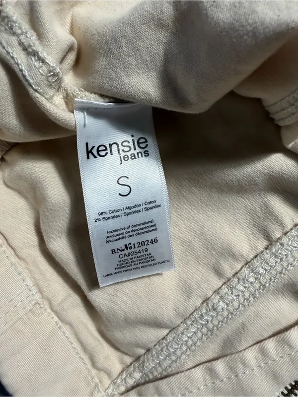 Kensie Jeans Womens Utility Jacket Small Beige Military Safari Cargo Stretch - Image 8