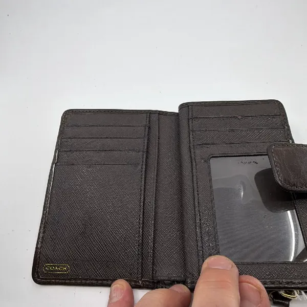 Coach Brown Signature Canvas Flap Wallet - Image 6