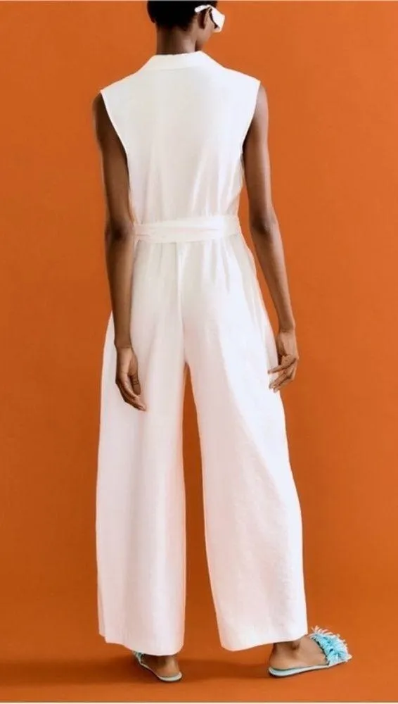 Zara off-white Belted Wrap Jumpsuit BLOGGERS FAV! NWT - Image 7