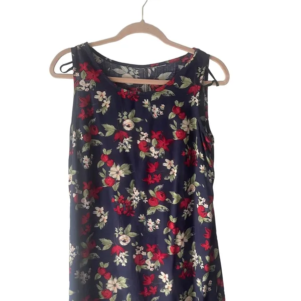 Ease Sport Vintage Size‎ 8 Blue Floral Linen Blend Dress & Cardigan Cottage - Image 8