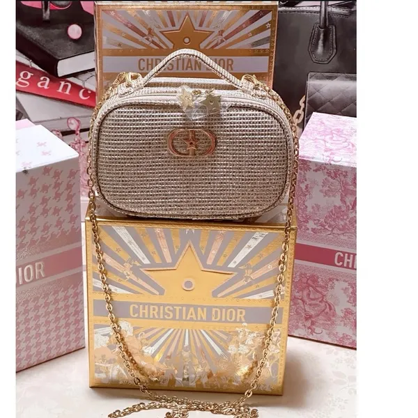 DIOR Limited Edition Holiday 2025 Cosmetic Pouch in Gold Shimmer, New in Box - Image 6