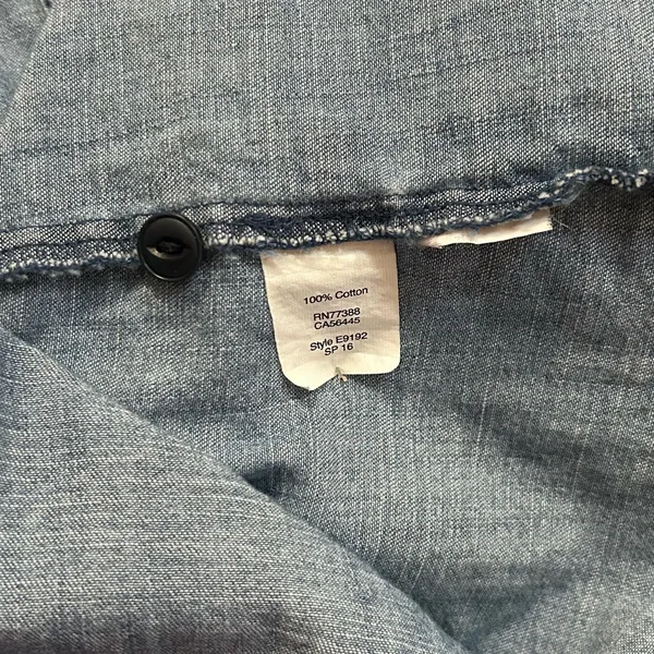 Madewell Chambray Frayed Hem Button Down Shirt Dress - Image 9