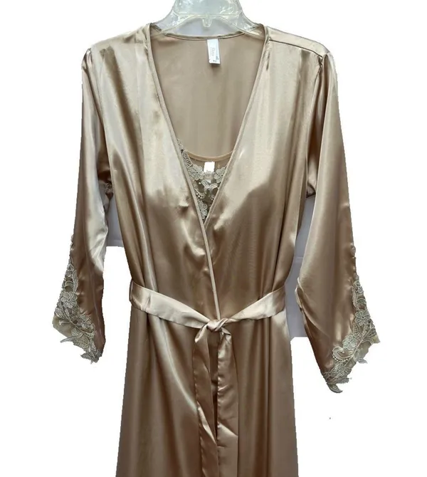 NWT S/M Intimate Matching Set Nightgown Robe Slip Floral Lingerie. - Image 6