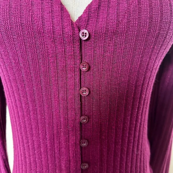 Anthropologie Maeve plum metallic cardigan - Image 7