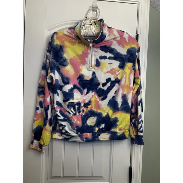 Bobbie Brooks XL Colorful Abstract Half Zip Pullover Stretch Women’s Top Lounge - Image 2