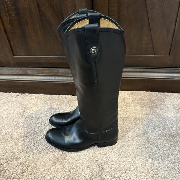 Frye Melissa Leather Knee High Riding Boots US Women's 5.5B Round Toe Logo - Image 2