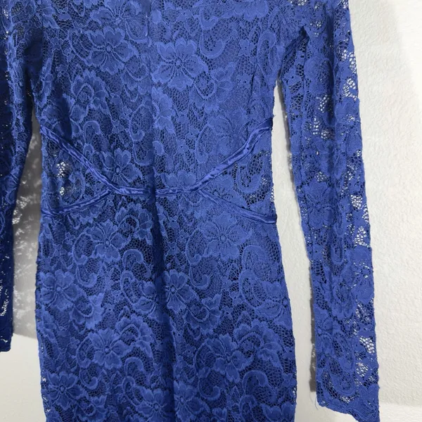 Social‎ Stories Women's Royal Blue Long Sleeve Lace Mini Dress Formal Size Small - Image 10