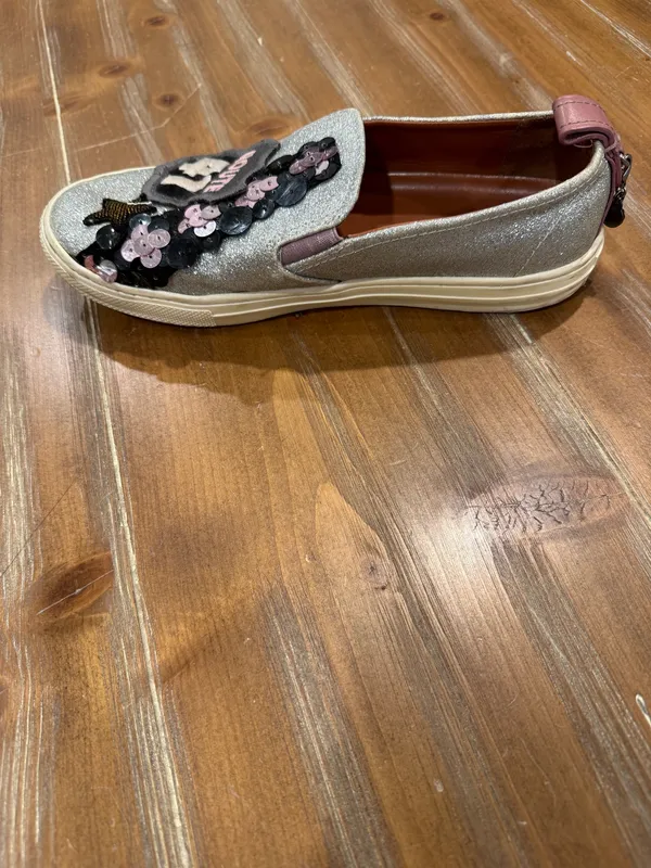Coach “Route 41” Cherry Collection Silver Glitter Slip-On Sneakers Women's 8.5 - Image 11