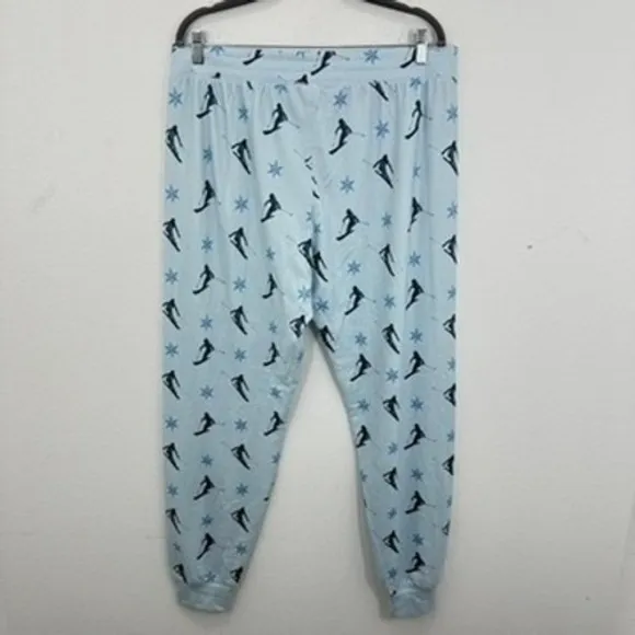 PJ Salvage Women's M‎ Lounge Pajama Pants Blue Skiing Snowflake Sleepwear - Image 8