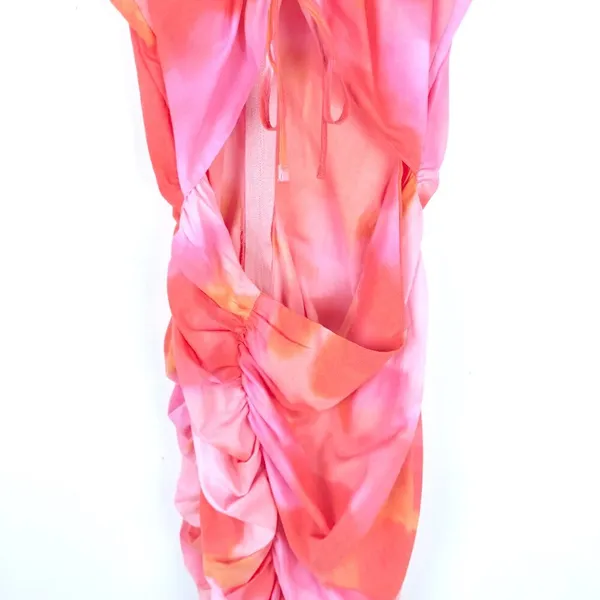 As Seen On Screen LUXE x MILLIE Ruched Mini Dress with Keyhole in Marble Print Size 12 EUC - Image 3