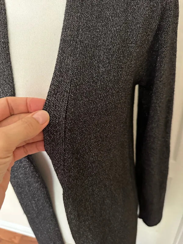 Tahari Woman’s Open Front Long Line Black Cardigan, Sz M - Image 3