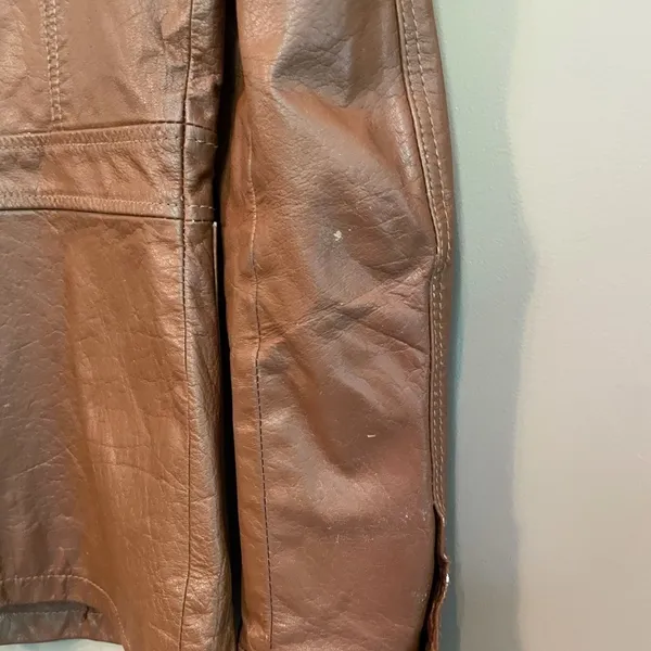 Vero Moda Button Leather Jacket Brown Size‎ Medium - Image 12