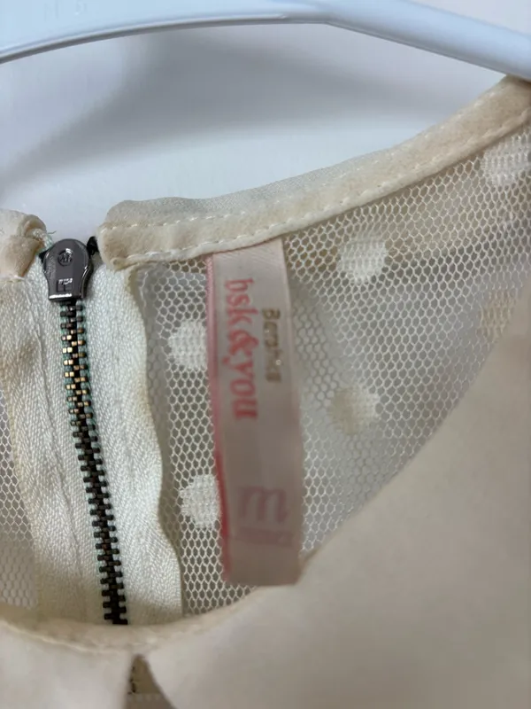 Cream Polka Dot Top Tan Size M - Image 3