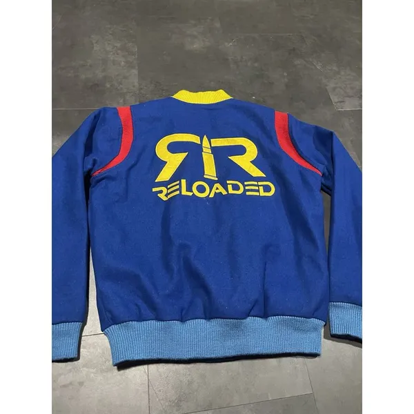 Men's Button Up Reloaded Blue /yellow/red Wool Varsity‎ Jacket Med. B-Q - Image 8