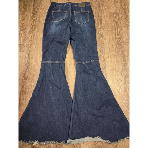 Lucky + Blessed Extreme Flare Dark Wash Jeans L18074-DW Stretch Size 8 - Image 6