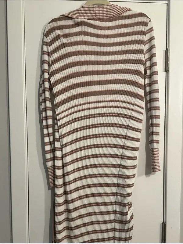 Free people Striped Rib-Knit Button long Cardigan - Image 2