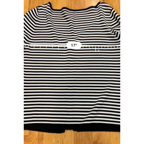INC (Int’l Concept) Striped Cardigan W Stretch 3/4 Sleeve Back & White Womens M - Image 4