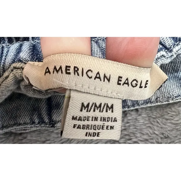 American Eagle Womens Size Medium Jean Shorts Tie Belt Blue Denim Casual Spring - Image 4