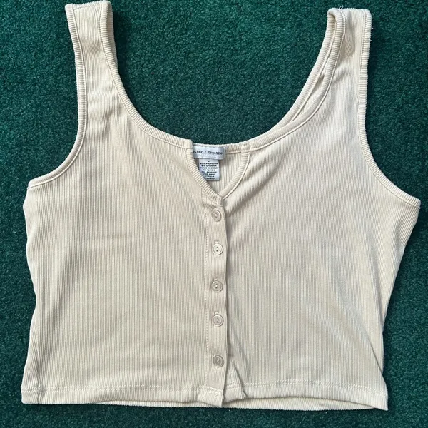 Beige Button Down Cami Tan Size L - Image 2