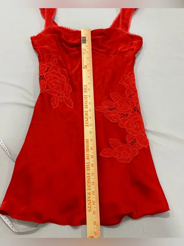 Red Hello Molly EXOTIC FLAIR SATIN MINI‎ DRESS RED Large Size 8 - Image 6