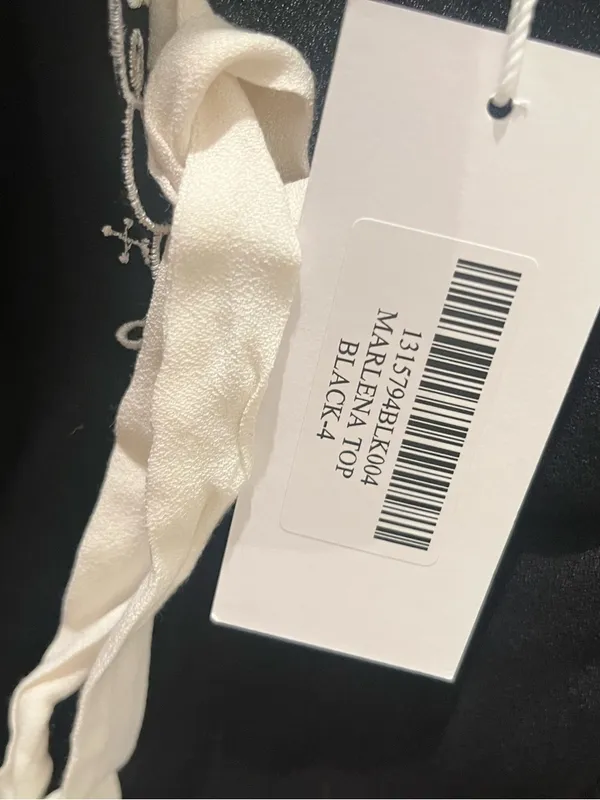 NWT Reformation Marlena Floral Trim Top Black White 4 - Image 6