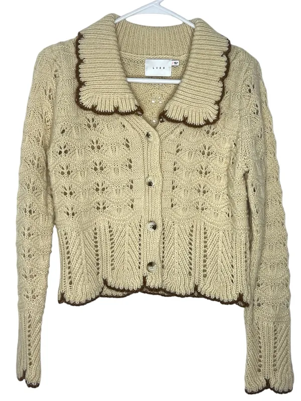 NEW LUSH vintage inspired knit collared cropped button cardigan sweater - Image 4