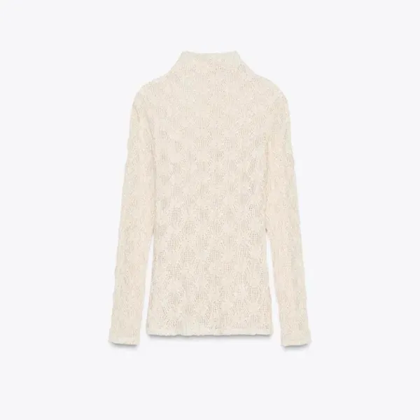 Zara lace top with stand‎ up collar - Image 3