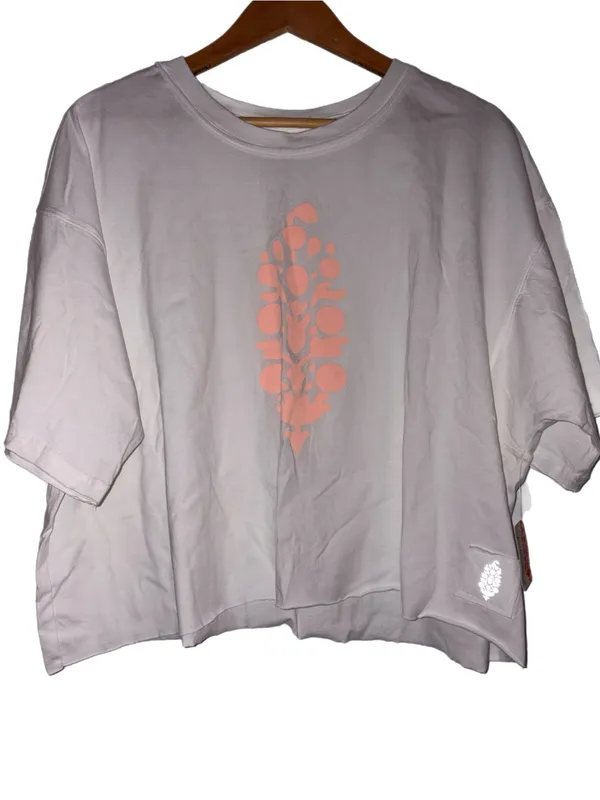 NWT Free People Movement Inspire Tee White Peach Pastel Combo Size Large - Image 6