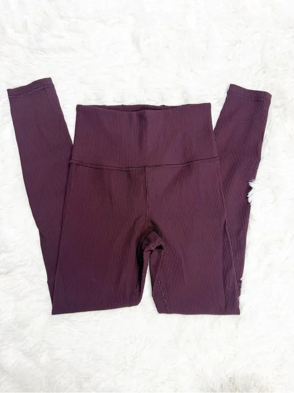 Athleta Elation Rib Tight Leggings Burgundy Size XS High Rise Ribbed - Image 2