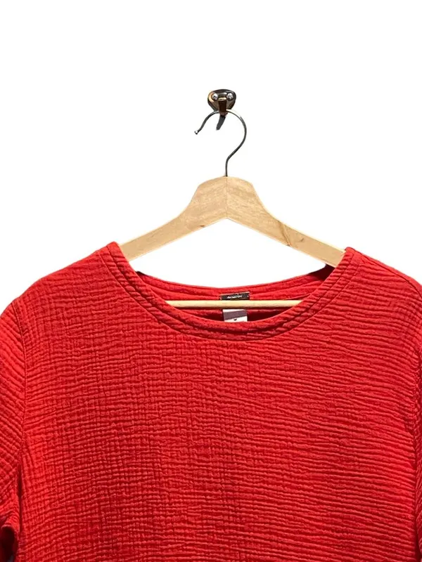 Magaschoni Organic Cotton Blouse Chili Red Size M Coastal Preppy Southern Beach - Image 5