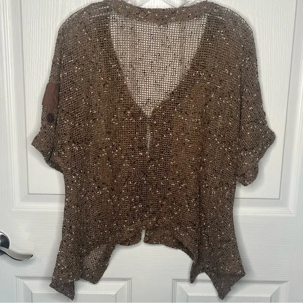 Ultimate Crochet Knit Sweater Top Size S Brown Artsy Natural Earthy - Image 9