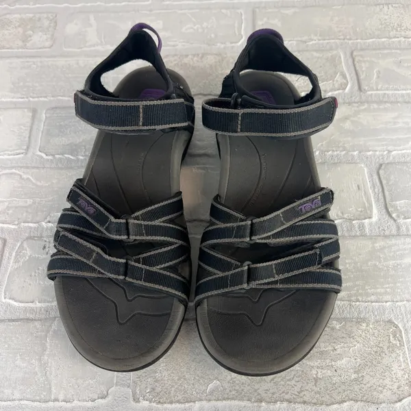Teva Tirra Sandals Women 7.5 Black Gray Strappy Adjustable Hiking Comfort Sporty - Image 9