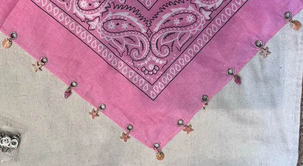 Pink Ocean Charm Bandana – Starfish & Seashell Details - Image 2