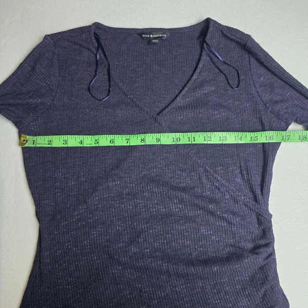 Rock‎ & Republic 53R Womens Purple Ribbed Faux Wrap Long Sleeve V-Neck Top Small - Image 6