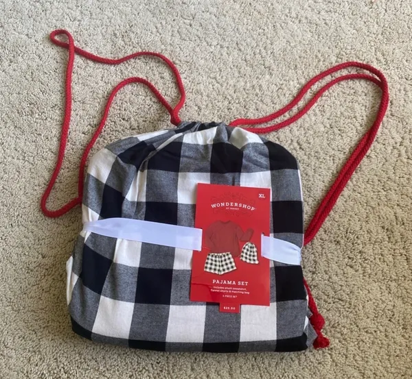 Wondershop Women's Plaid 3pc Backpack and Pajama Set - White/Black red - Image 5