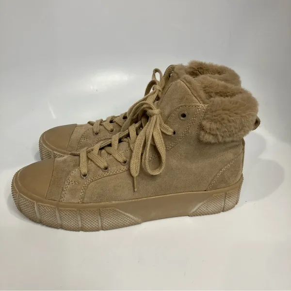 Zara faux fur‎ trimmed high top sneakers size 37 - Image 3