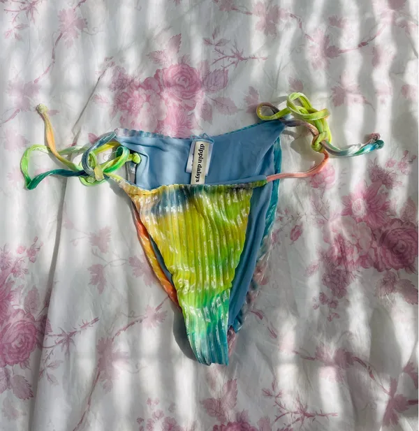 Dippin Daisys Rainbow Pastel Tie Dye Ribbed Velour 2 Piece Bikini Set Size XS - Image 6
