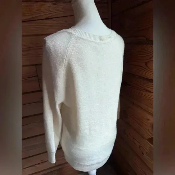J.crew relaxed merino wool blend crewneck cable cream sweater size small - Image 4