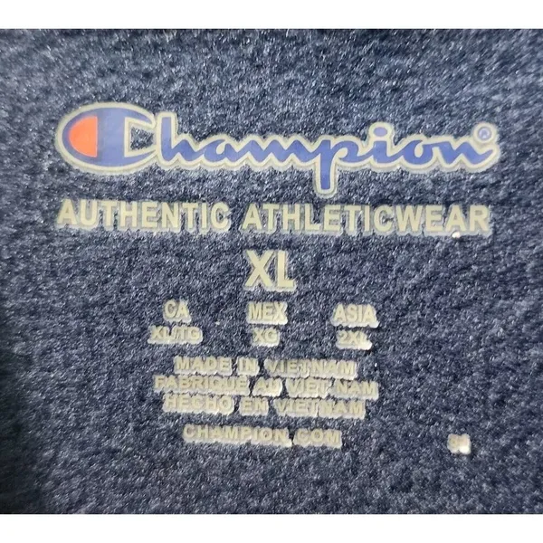 Champion Hooded Sweatshirt Womens Xl Navy With Red‎ Lettering. - Image 4