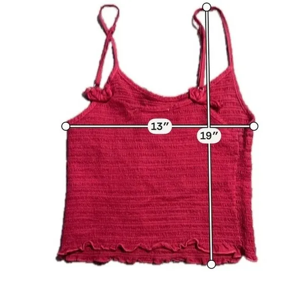 Brandy Melville Red Smocked Cami Top One Size Lettuce Edge Spaghetti‎ Strap Tank - Image 4