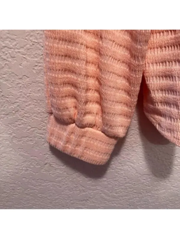 H&M Peach Textured Sweater Top Soft‎ Lightweight Pullover Size M - Image 7