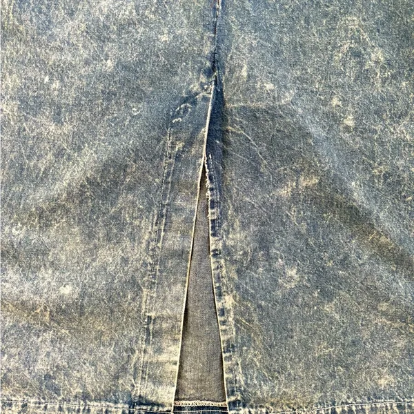 VTG 80’s Pam Sloane Acid Wash MIDI Pencil Skirt Sz 13/14 Back Split 100% Cotton - Image 4