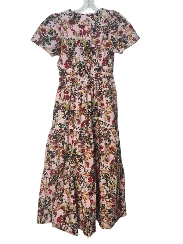 ANTHROPOLOGIE The Somerset Maxi Dress Medium Pink Floral Elastic Waist Size XS - Image 6