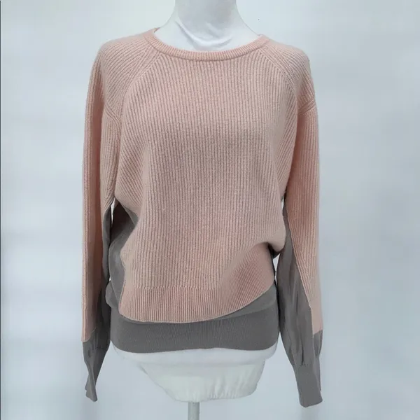 Marc by Marc Jacobs Cashmere Colorblock Sweater Pink Gray Silk Hem M - Image 3