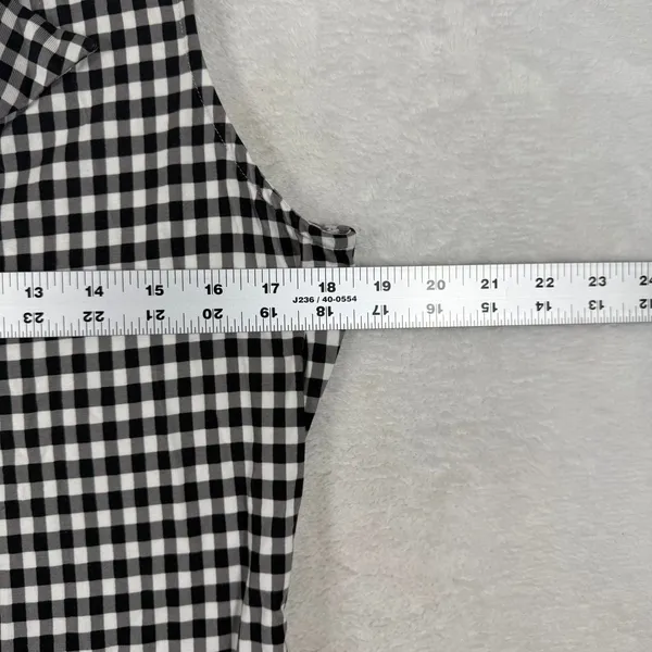 Reformation Gingham Sleeveless Button Down Top Black White Check Large - Image 3