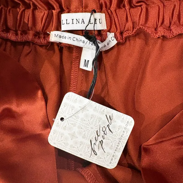 Free People Allani Liu Webber satin shorts SZ M Orange Size M - Image 7